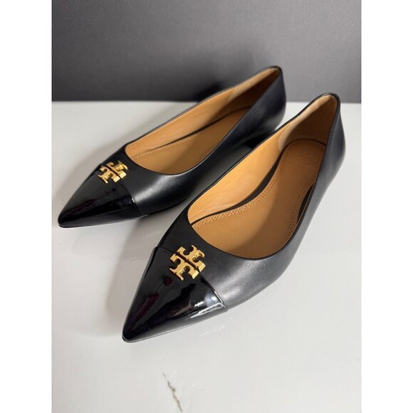 Tory Burch Shoes - Tory Burch Everly Pointed Toe Flat Leather Shoes Black Size 6.5 New
